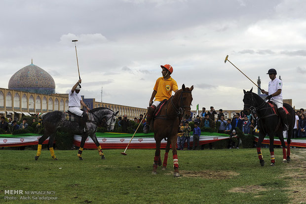 Playing polo at Naghsh-e Jahan Sq. in Isfahan