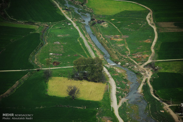 نمای هوایی از طبیعت گرگان