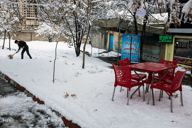 هطول الثلج في مدينة تبريز