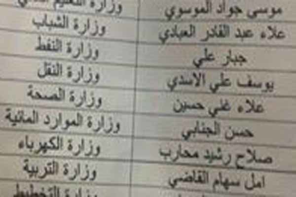 زندگی نامه مختصر وزیران عراقی/رای گیری به پنجشنبه موکول شد