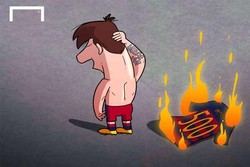 لیونل مسی پیراهن خود را به آتش کشید/ کارتون