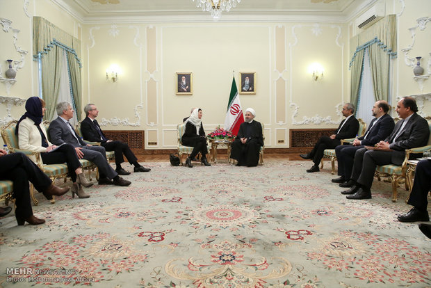 لقاء رئيسة مجلس الشيوخ البلجيكي مع رئيس الجمهورية الاسلامية الايرانية