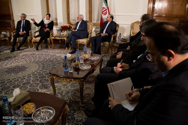 لقاء رئيسة مجلس الشيوخ البلجيكي مع وزير الخارجية الايراني