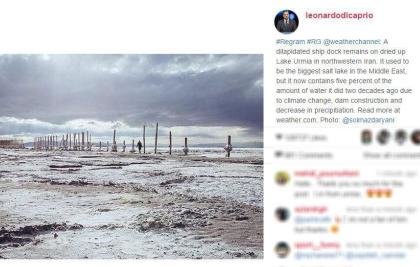 DeCaprio posts on drying Lake Urmia
