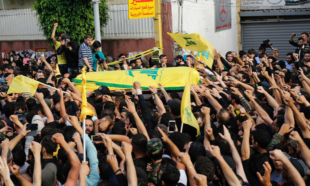 Hezbollah supporters participate in Badreddine’s funeral in Beirut
