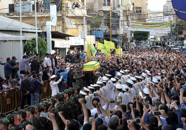 Hezbollah supporters participate in Badreddine’s funeral in Beirut