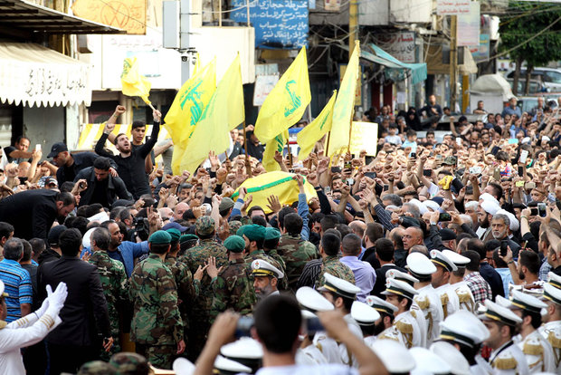 Hezbollah supporters participate in Badreddine’s funeral in Beirut