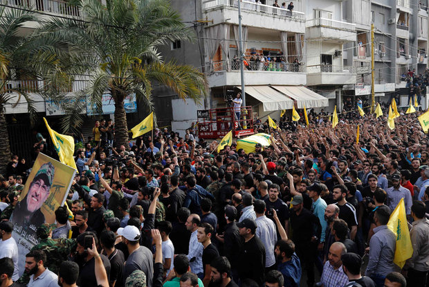 Hezbollah supporters participate in Badreddine’s funeral in Beirut