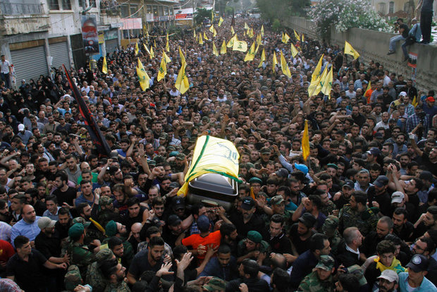 Hezbollah supporters participate in Badreddine’s funeral in Beirut