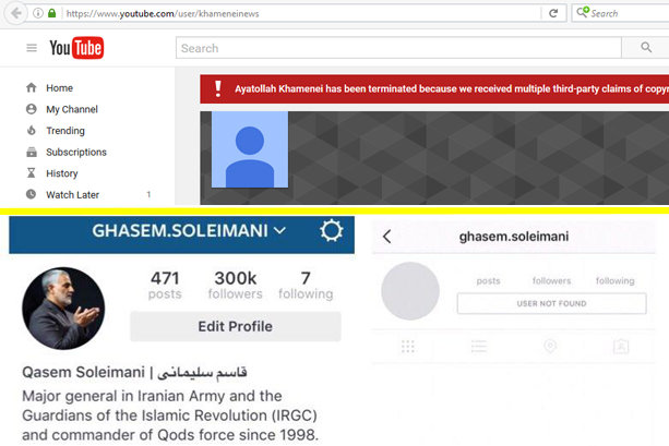 Instagram, YouTube remove Gen. Suleimani, Ayat. Khamenei's accounts