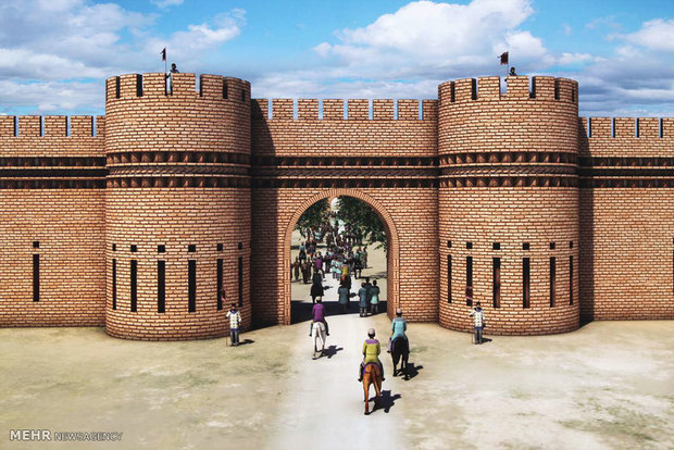 طرح نمای بازسازی شده دیوار دفاعی گرگان