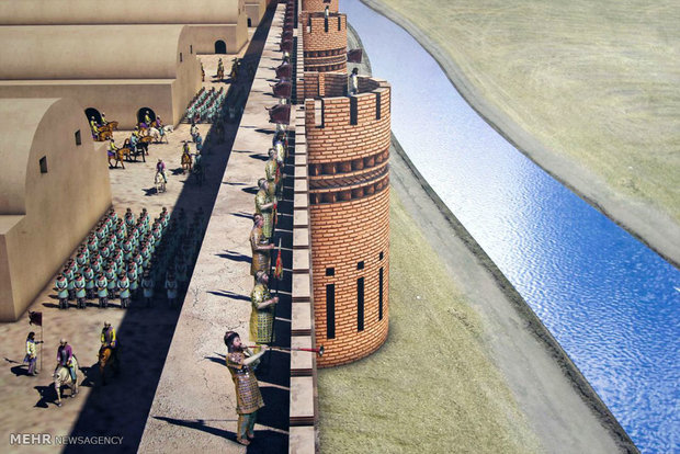 طرح نمای بازسازی شده دیوار دفاعی گرگان
