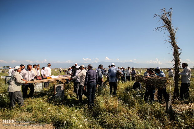 مراسم سنتی تشییع و دفن به صورت سنتی در روستای گمیش تپه