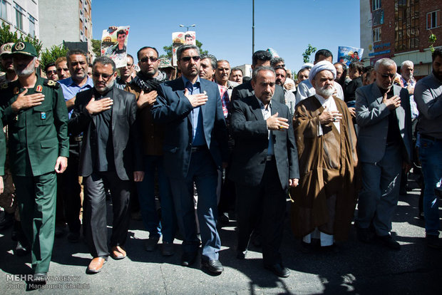 مراسم تشیع پیکر مطهر شهید مدافع حرم عباس دانشگر در سمنان