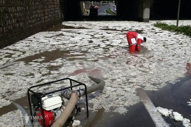 Rain and hail in Tabriz