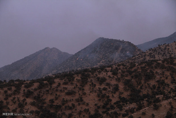 اعزام نیروهای مردمی برای خاموش کردن آتش جنگل های کبیرکوه ایلام