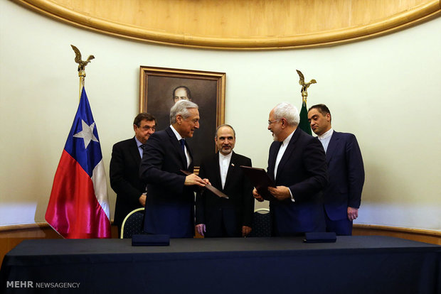 دیدار محمد جواد ظریف وزیر امور خارجه با هرالدو مونیوس وزیر امور خارجه شیلی