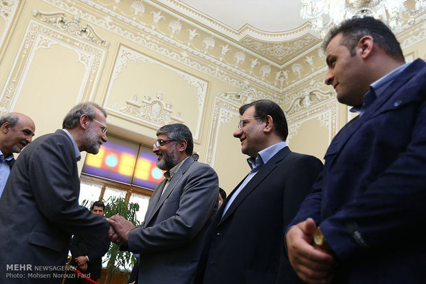 سجاد انوشیروانی، پولادگر، علی مرادی و علی لاریجانی در مراسم تقدیر از افتخارآفرینان المپیک۲۰۱۶ ریو