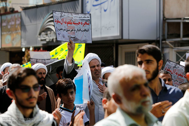 راهپیمایی نمازگزاران در محکومیت جنایات آل سعود