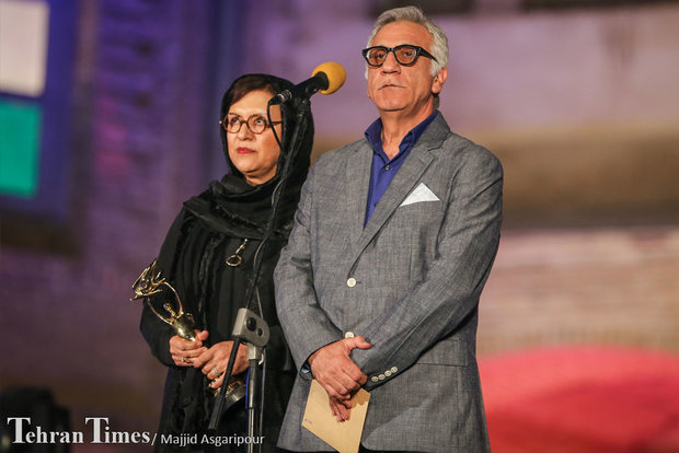 Actor Masud Rayegan(right) and Roya Teymouriyan(left) attends the Iran Cinema Celebration in Tehran’s Mashq Square on September 12, 2016.