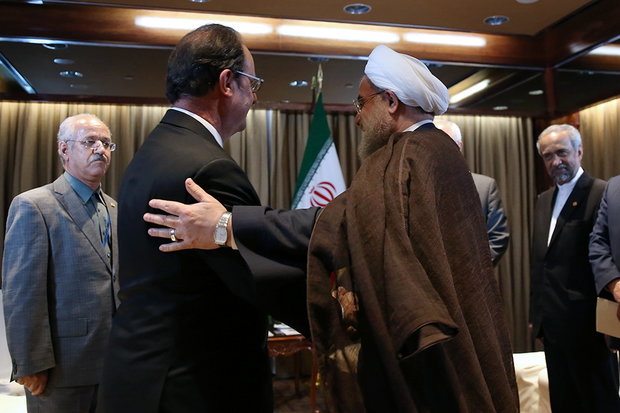 French President Francois Hollande meets President Rouhani on Tuesday on the sidelines of the 71st United Nations General Assembly in New York.