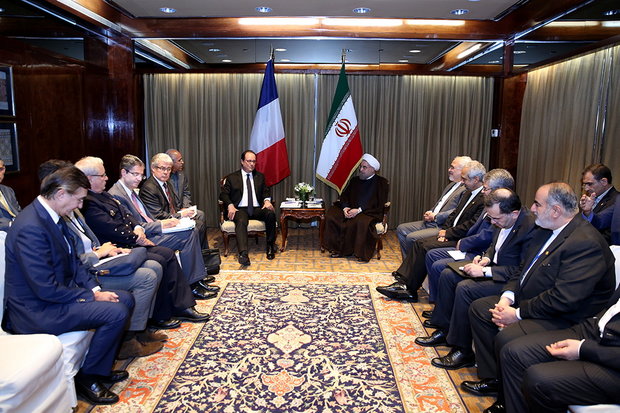 French President Francois Hollande meets President Rouhani on Tuesday on the sidelines of the 71st United Nations General Assembly in New York.