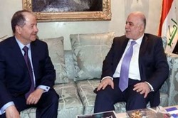 دیدار غیر علنی بارزانی و العبادی/ نفت و موصل محور مذاکرات
