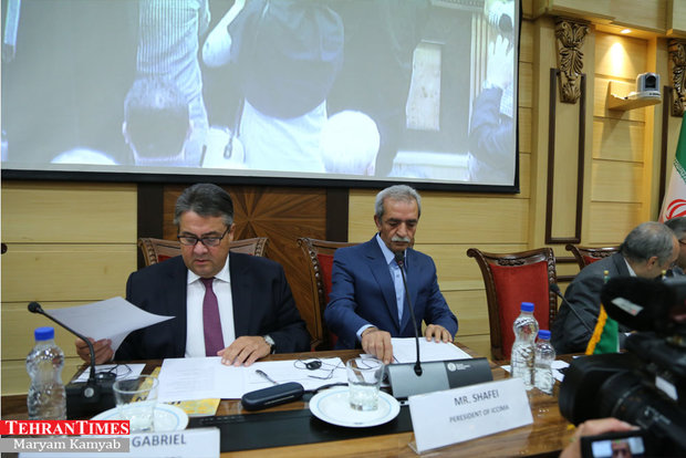 Sigmar Gabriel attending Iran-Germany business commission in Tehran