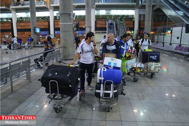 Iran futsal team returns home after finishing third at FIFA World Cup