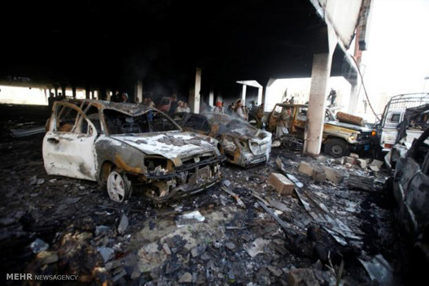 الجريمة المروعة التي ارتكبها النظام السعودي في قصف مجلس عزاء بصنعاء