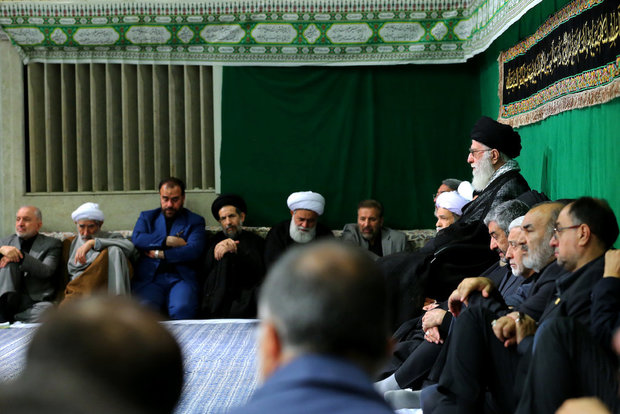 Ayatollah Khamenei attends a Muharram mourning ceremony on the night of Tasua