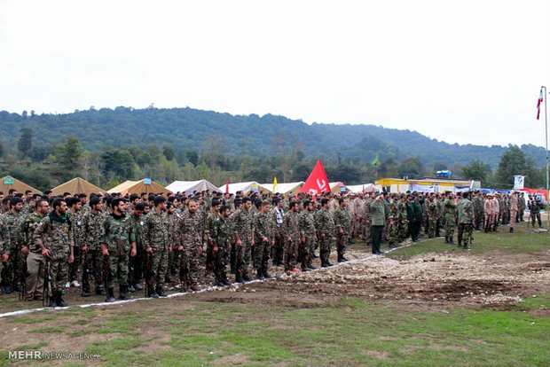 Military drill in northern forest 