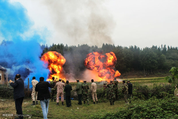 Military drill in northern forest 