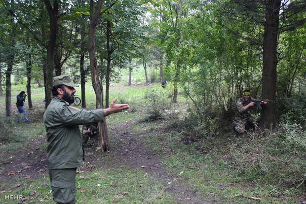 Military drill in northern forest 