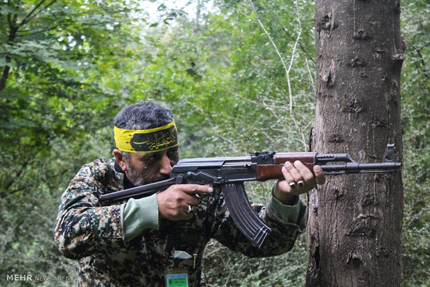 Military drill in northern forest 