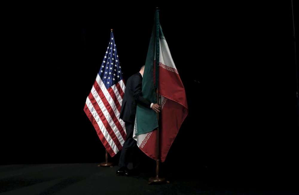 Iran U.S. flags