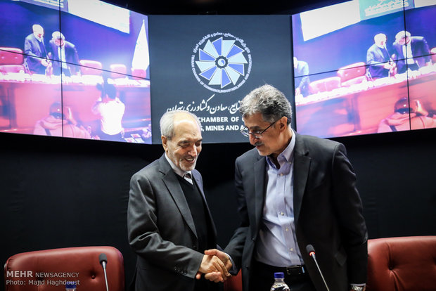 مسعود خوانساری و علاءالدین میرمحمد صادقی در نشست هیأت نمایندگان اتاق تهران
