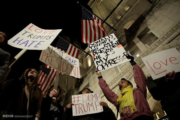 دومین شب اعتراضات به ریاست جمهوری ترامپ‎