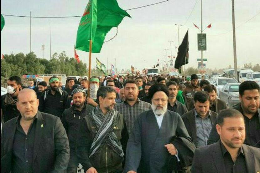حضور حجت الاسلام رئیسی در پیاده‌روی اربعین