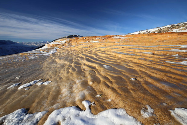 Badab-e Surt stepped travertine terraces