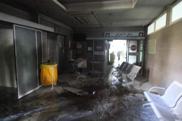 ۱۳ بیمار در حریق بیمارستان اردیبهشت دچار تنگی نفس شدند