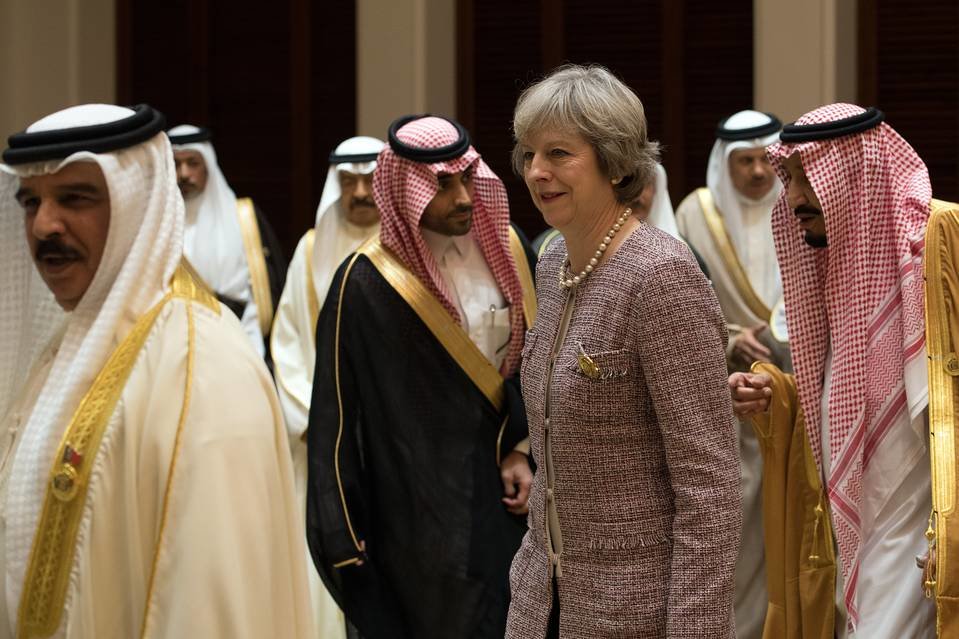 British Prime Minister Theresa May with (Persian gulf) Gulf leaders on Wednesday during a regional summit in Manama