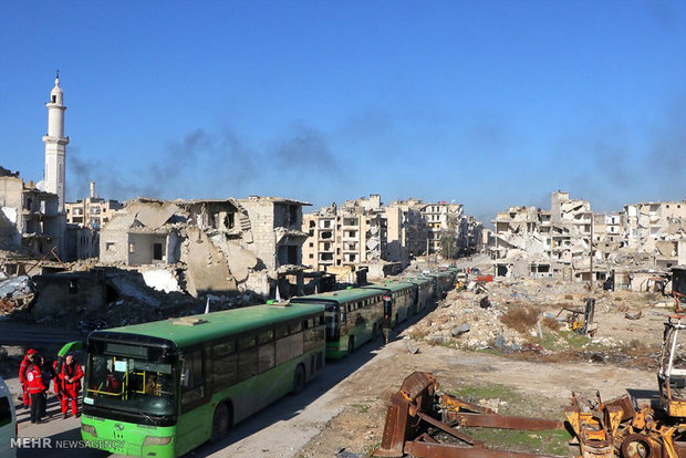 خروج تروریست ها از حلب‎