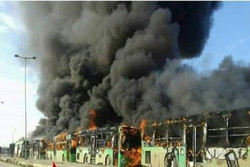 تروریستها ۵ اتوبوس امدادی را پیش از ورود به فوعه و کفریا آتش زدند
