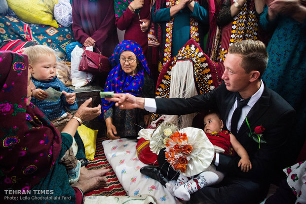 The groom pay some money to the one who has washed their hands in the aforesaid solution. The family would make a baby to sit on the bride’s or groom’s lap wishing them to have kids of their own soon.