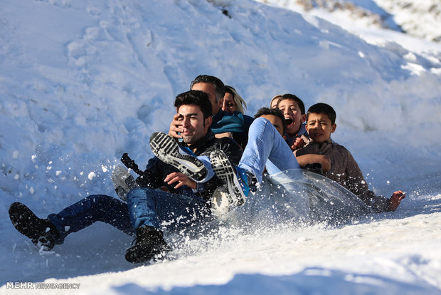 Snow tubing in Shemshak