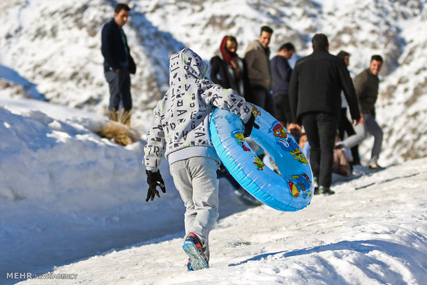 Snow tubing in Shemshak