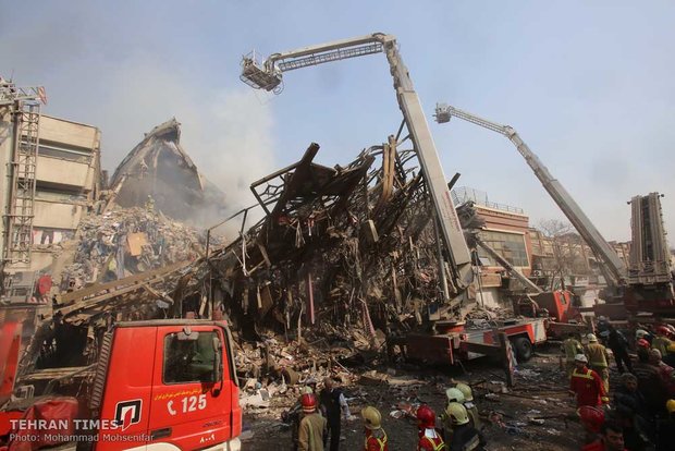 Plasco Building collapses after massive blaze