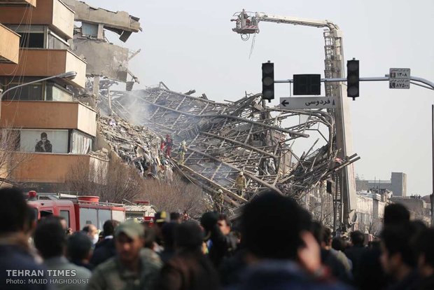 Plasco Building collapses after massive blaze