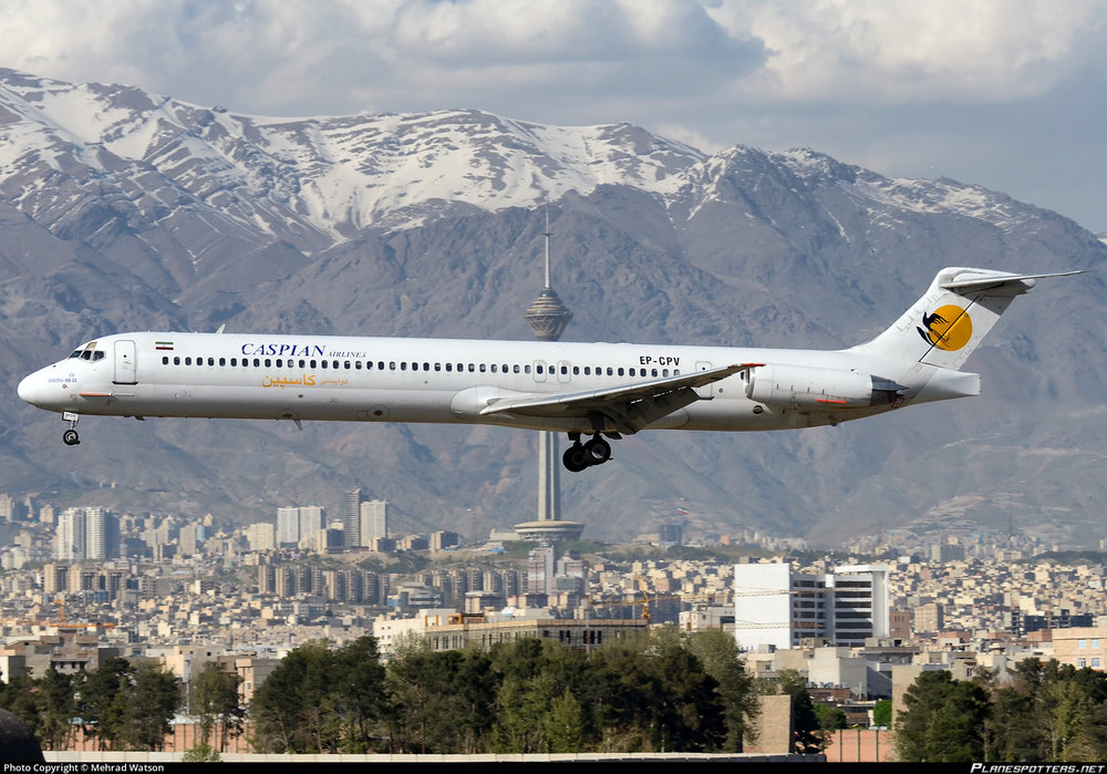 An Iranian passenger plane flies over Tehran in an undated photo.